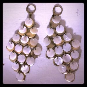 Gold and white earrings